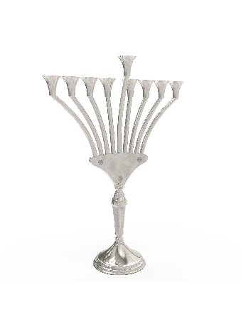 חנוכייה עם זרועות מעוקלות ונרות בצורת פתוח , חנוכה מודרני מ